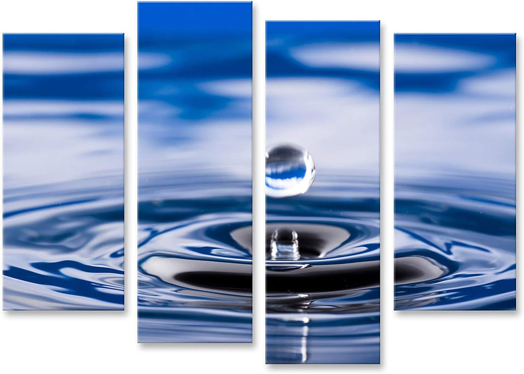 islandburner Bild auf Leinwand Wassertropfen Bilder Wandbilder Poster Leinwand 130x80cm - 4 Teile, L