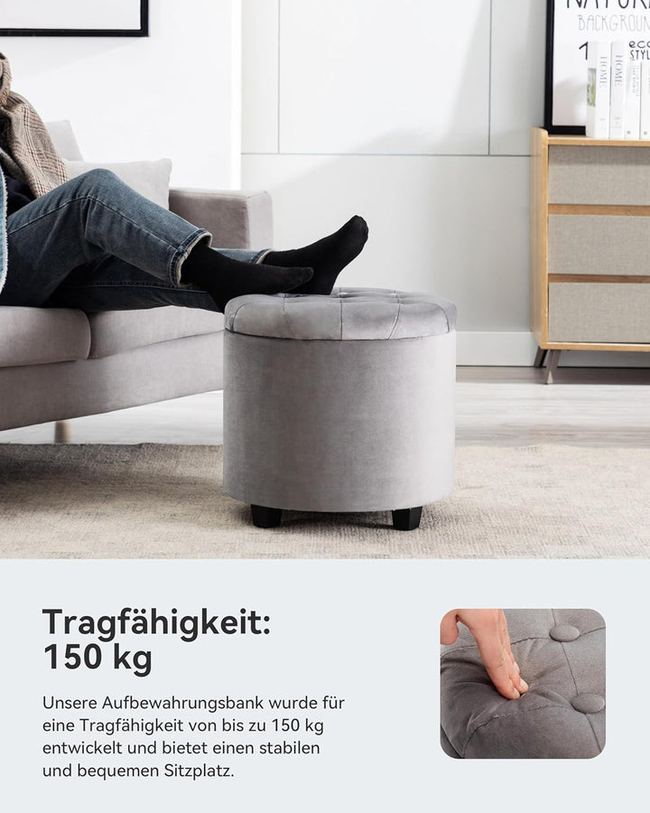 HNNHOME Sitzhocker mit Stauraum, Sitzwürfel mit Deckel, Sitztruhe, Fussbank Truhen Aufbewahrungsbox,
