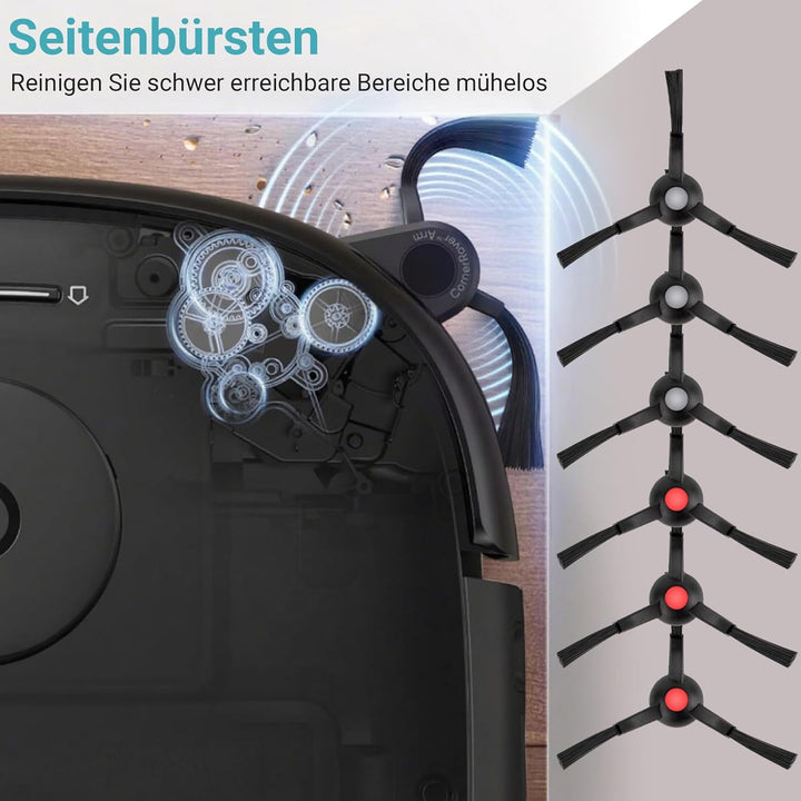 26 Stück Ersatzteileset für eufy E25 / E28,1 Paar Hauptbürsten, 2 Roller-Wischtücher, 4 rechte Seite
