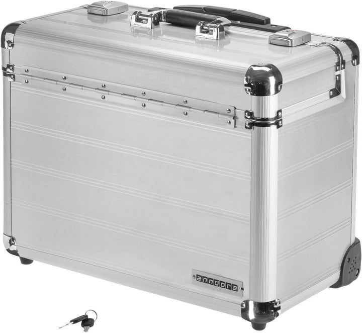 Business Trolley Pilotenkoffer Laptopfach TSA Schlösser Aluminium Oberfläche Silber, Silber