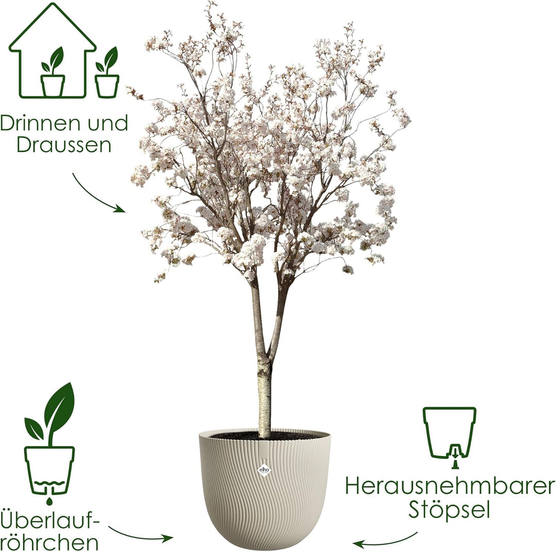 elho Sereh Rund 47 - Blumentopf für Innen und Aussen - 100% recyceltes Plastik - Ø 47.0 x H 40.1 cm