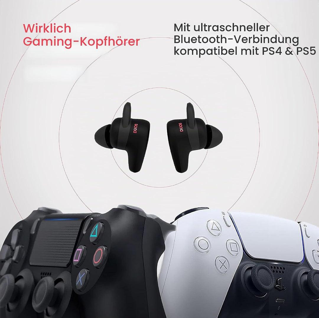 Remotto Duos - Kabelloses Headset mit mehr als 8 Stunden Akkulaufzeit, PS4 und PS5-kompatibel, Gamin