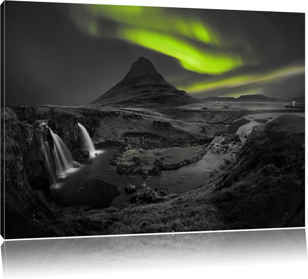 Pixxprint Kirkjufell Wasserfall als Leinwandbild/Grösse: 100x70 / Wandbild/Kunstdruck/fertig bespann