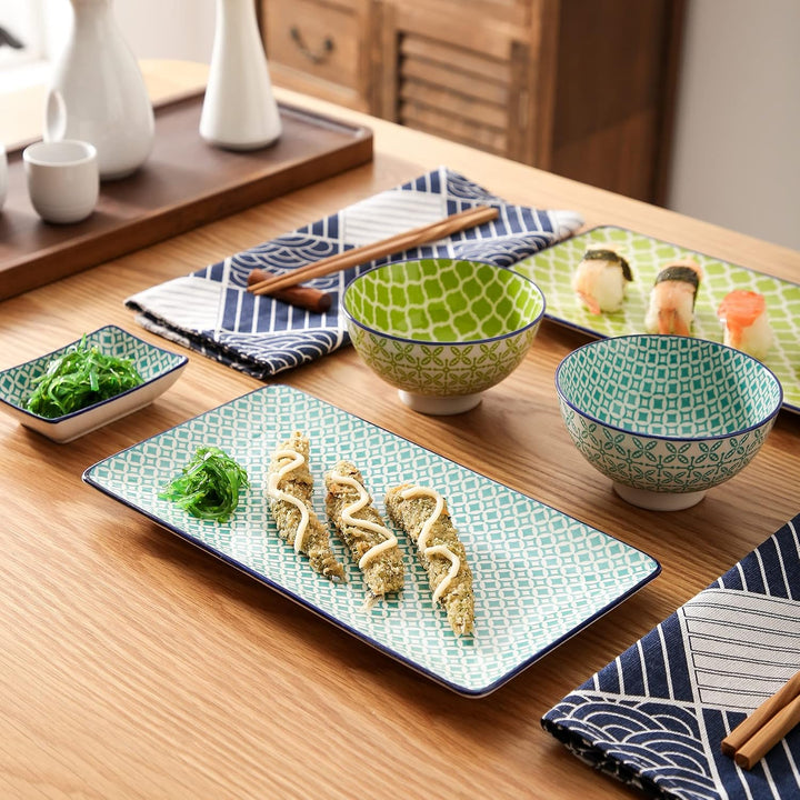 Sushi Set porzellan, vancasso MACARON japanische Ess Service, 8-teilig Geschirr-Set für 2 Personen B