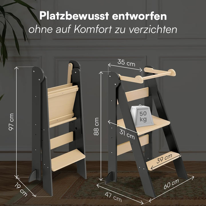 Bellabino Tay Lernturm ab 1 Jahr – Learning Tower 2-Fach höhenverstellbar & klappbar – Lernstuhl in