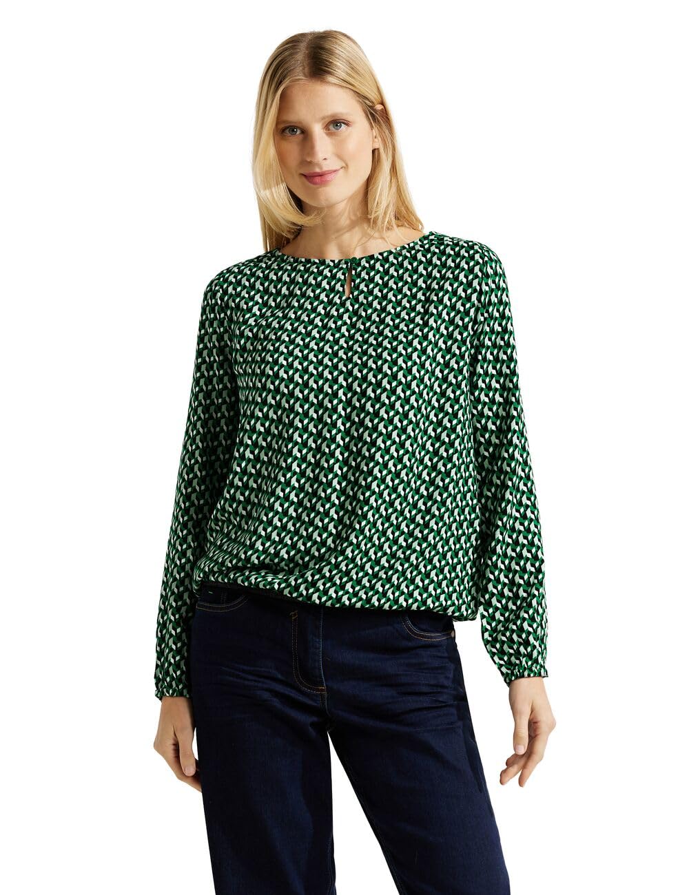 Cecil Damen Blusenshirt Bedruckt S Easy Green, S Easy Green