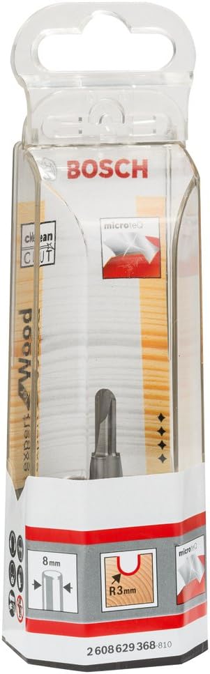 Bosch Professional Vollhartmetall-Hohlkehlfräser (für Holz, Schaft 8 mm, R 3 mm, Arbeitslänge 12.7 m