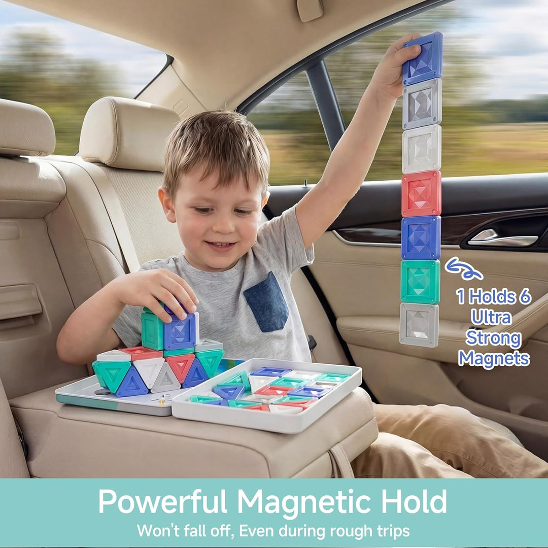 Magnetische Bausteine Reisespielzeug ab 3 Jahre 40pcs Montessori Magnetbausteine Lernspielzeug mit t