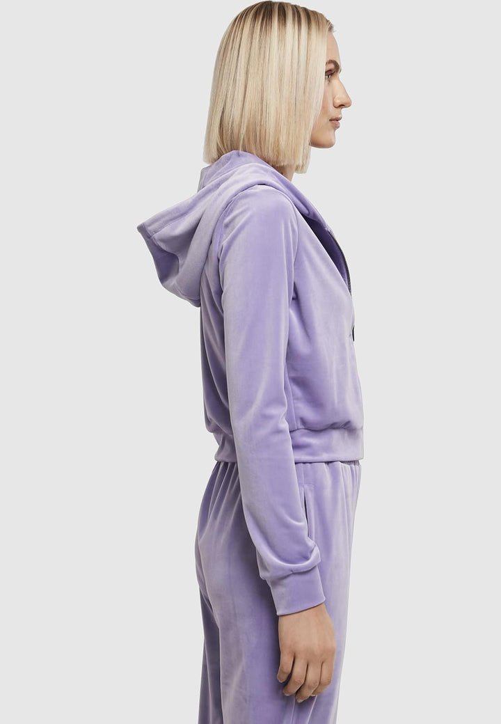 Urban Classics Damen Ladies Short Velvet Zip Hoody M Lavender, M Lavender