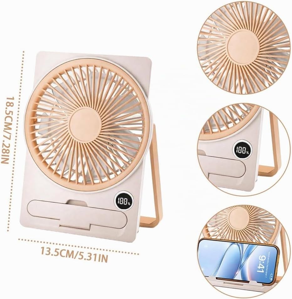 Tischventilator Klein, Mini Ventilator, USB Ventilator, Tischventilator Sehr Leise, 5 Geschwindigkei