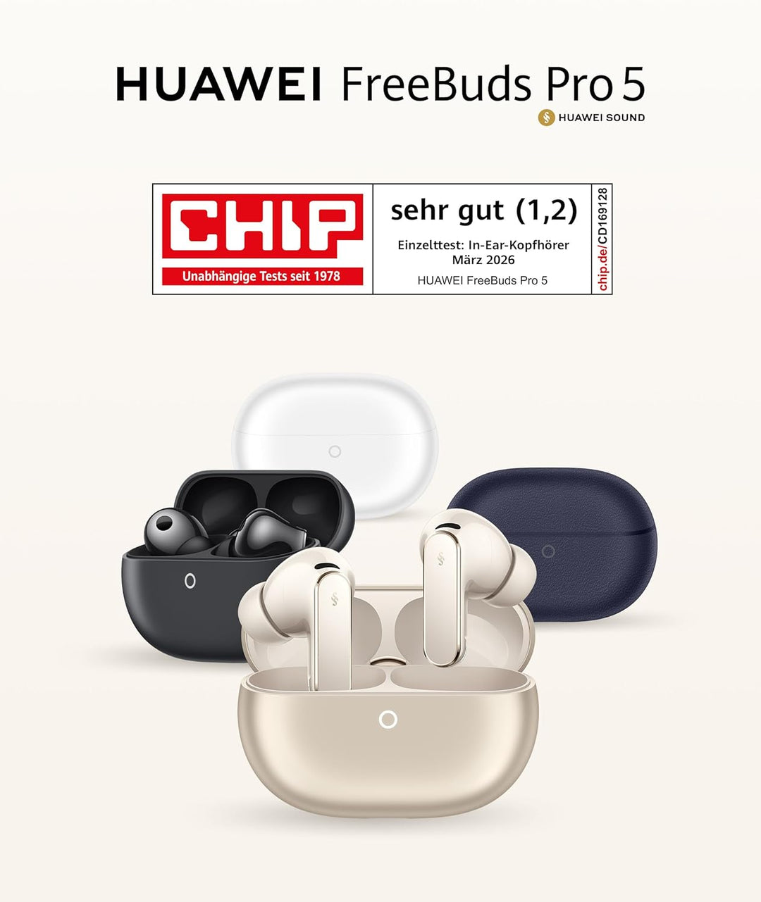 HUAWEI FreeBuds Pro 5 Kabellos Bluetooth Kopfhörer, In Ear Kopfhörer, KI-Geräuschunterdrückung für B