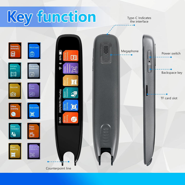 Scan Übersetzer Stift, Online 142 Sprachen Scan Reader Pen Lesestift mit 3,7 Zoll Touchscreen, Echtz