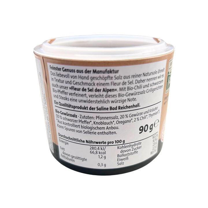 Bad Reichenhaller Fleur de Sel der Alpen Steak & Grill 4x90g | Premium Salz Gewürzmischung mit Bio-G