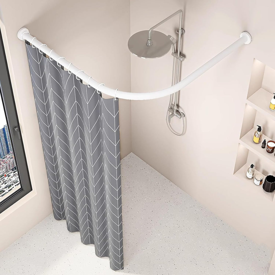 Viertelkreis Duschvorhangstange, Verstellbar Eck-Duschvorhangstange Edelstahl L-förmig, Für Badezimm