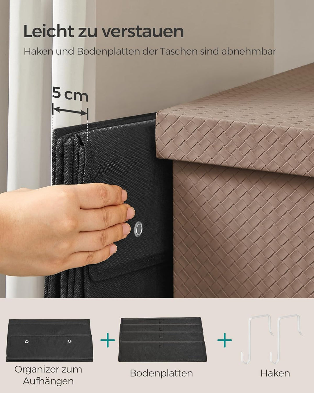 SONGMICS Hängeorganizer mit 4 Taschen, 2er Set Kleiderschrank-Organizer, Hängeaufbewahrung, Tür-Orga