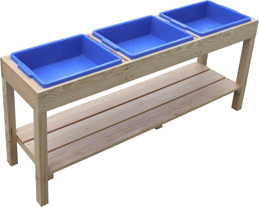 AXI Sand und Wassertisch aus Holz | Sandtisch/Matschtisch mit 3 Behältern & Ablagefläche | 124 x 50