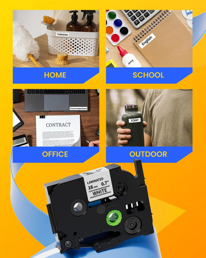 Upwinning Tz 241 D410 Bänder 18mm Kompatible mit Brother P-Touch Bänder 18 mm x 8 m, TZe-241 Tze241