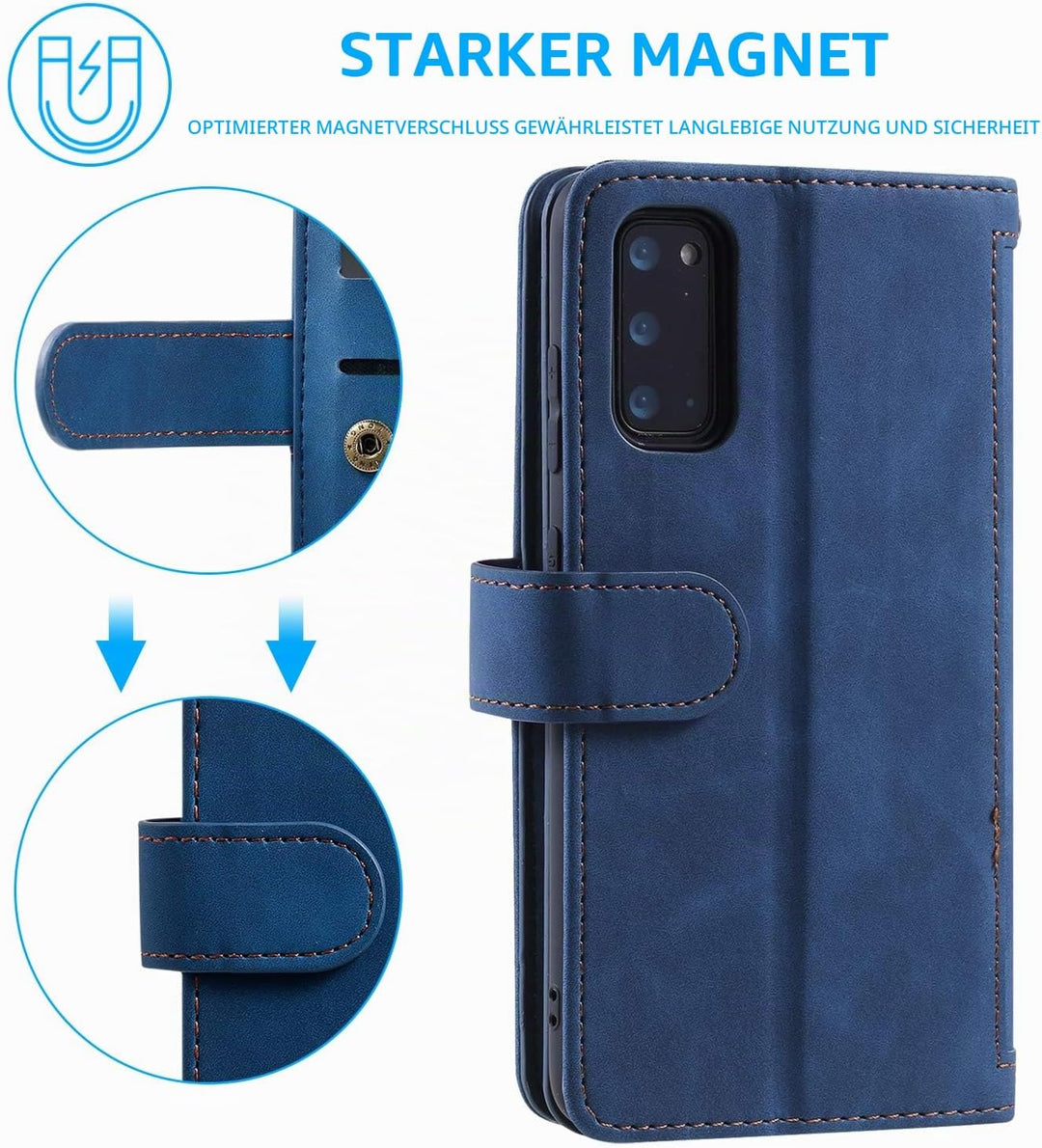 EYZUTAK Handyhülle für Samsung Galaxy S20 FE 5G Hülle,Flip Case Lederhülle Reissverschluss Magnetver