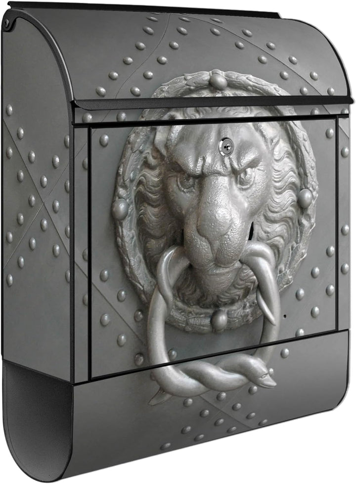 banjado® Design Briefkasten mit Motiv Eisentor 39x47x14cm &amp; 2 Schlüssel - Briefkasten Stahl schwarz