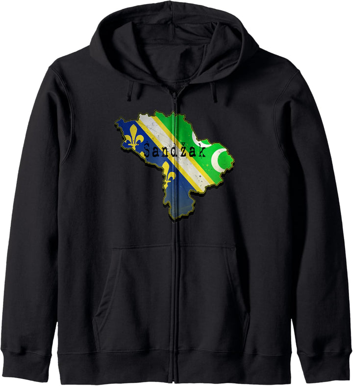 Sandzak Map, Cool Sandzak roots, Sandzak Flag Design Kapuzenjacke