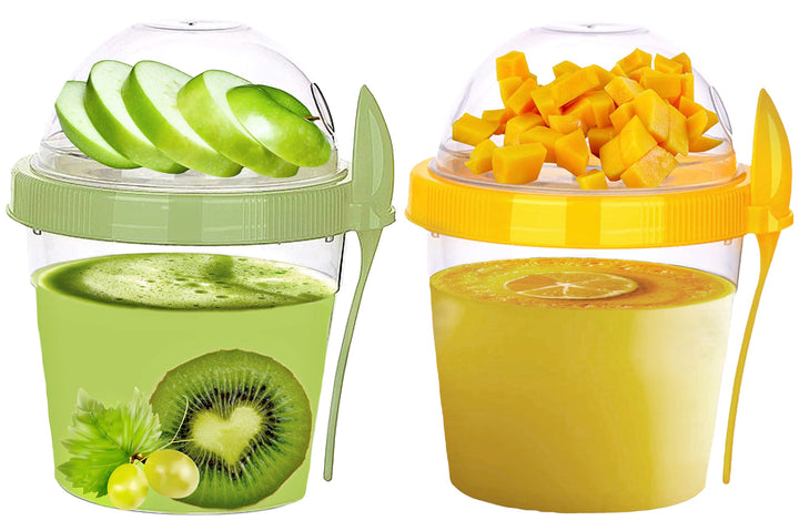 Joghurtbecher mit Löffel, 500ml wiederverwendbare Frühstückstöpfe, Müslibehälter für unterwegs, Lunc
