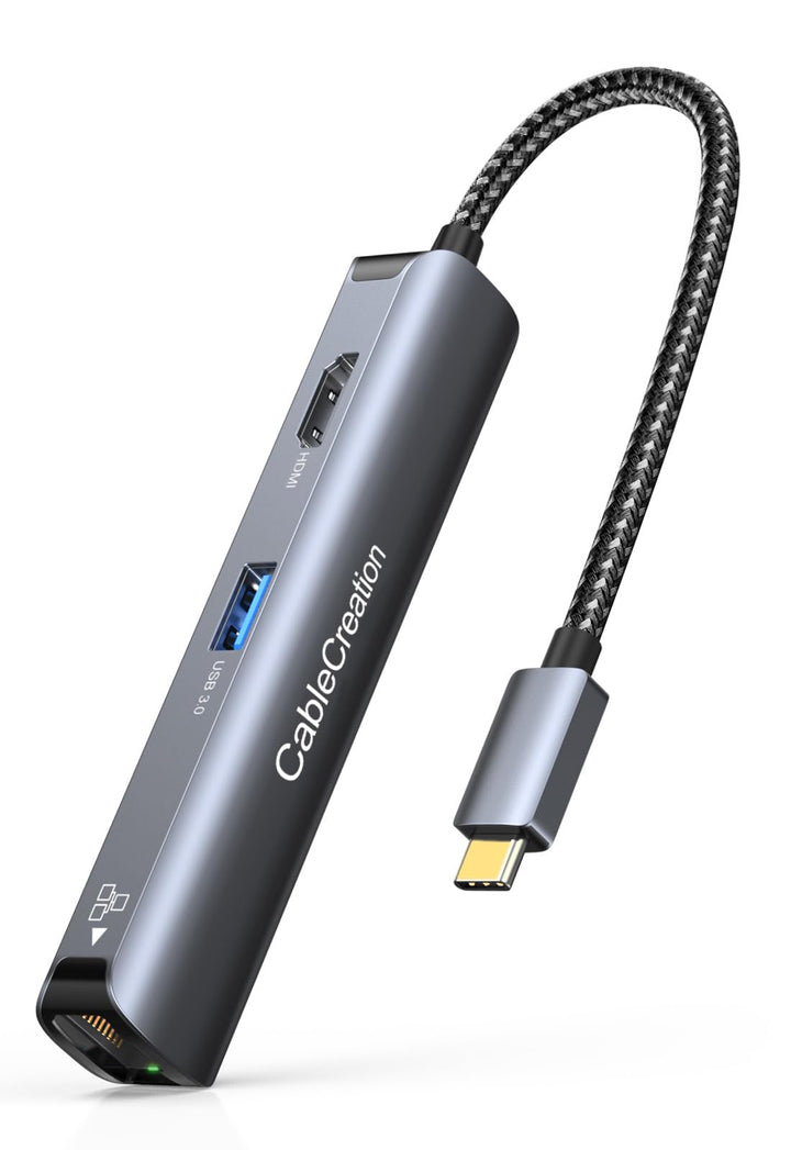 USB-C Hub Multiport Adapter, CableCreation 5-in-1 USB C Hub Ethernet HDMI mit 4K@30Hz, 3 USB 3.0-Ans