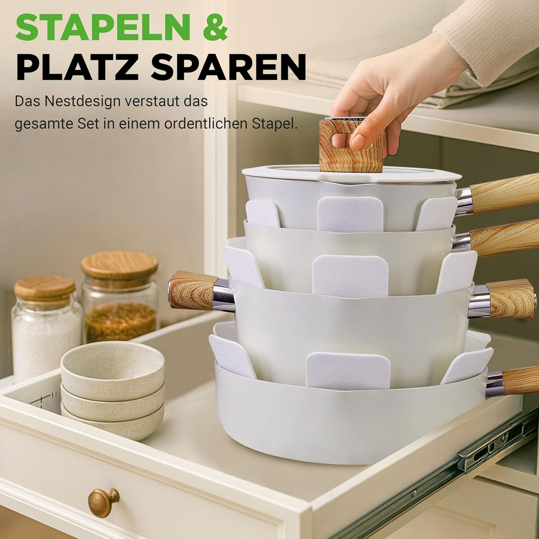 NutriChef Keramik Kochgeschirr Set – Töpfe und Pfannen, 14-teilig für Induktion mit Antihaftbeschich