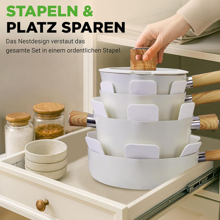 NutriChef Keramik Kochgeschirr Set – Töpfe und Pfannen, 14-teilig für Induktion mit Antihaftbeschich