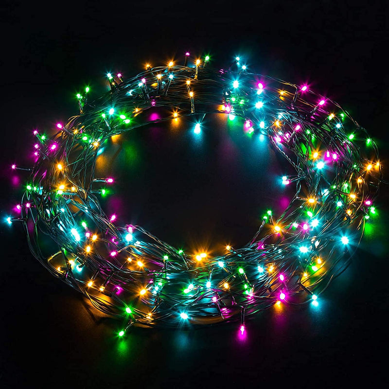 Elegear Bunt Lichterkette 20M 200 LEDs 8 Modi Weihnachtsbeleuchtung für Innen Aussen IP44 Aussenlich