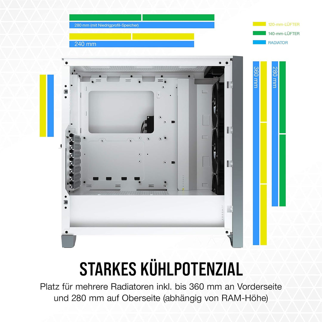 CORSAIR iCUE 4000X RGB Mid-Tower-ATX-PC-Gehäuse mit Gehärtetem Glas - 3x SP120 RGB ELITE Lüfter - iC