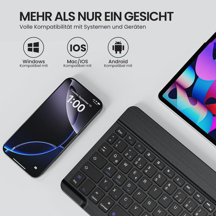 PINKCAT Bluetooth Tastatur Maus Set, Deutsches QWERTZ Layout Slim Wiederaufladbare Tastatur mit inte