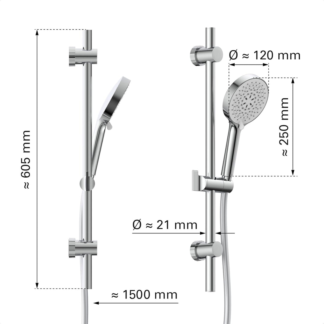 EISL DX7050CSB CLAUDIO Brausestangenset, Duschset mit Brausestange 60cm, Duschbrause mit Schlauch un