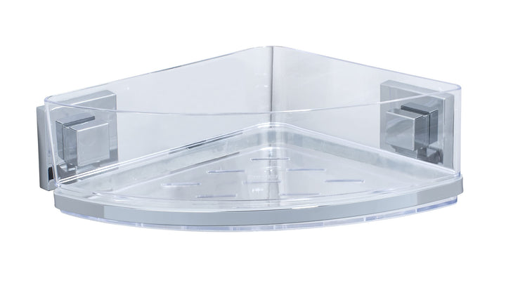 WENKO Vacuum-Loc Badezimmer Eckregal Quadro UNO, Mit herausnehmbarer Schale, Befestigen ohne Bohren,