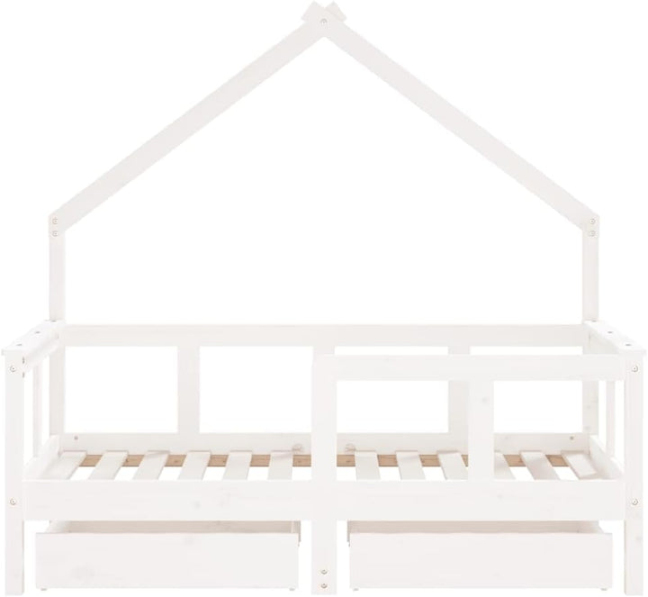 Festnight Hausbett 70x140 cm mit Schubladen ohne Matratze, Kinderbett mit Schubladen, Kinder Haus Be