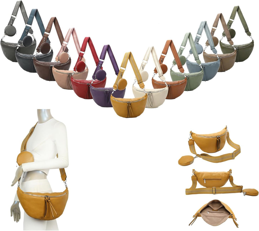 XXL Tasche Bauchtasche Hüfttasche Crossbody Schultertasche Umhängetasche Kunstleder Gürteltasche Cro