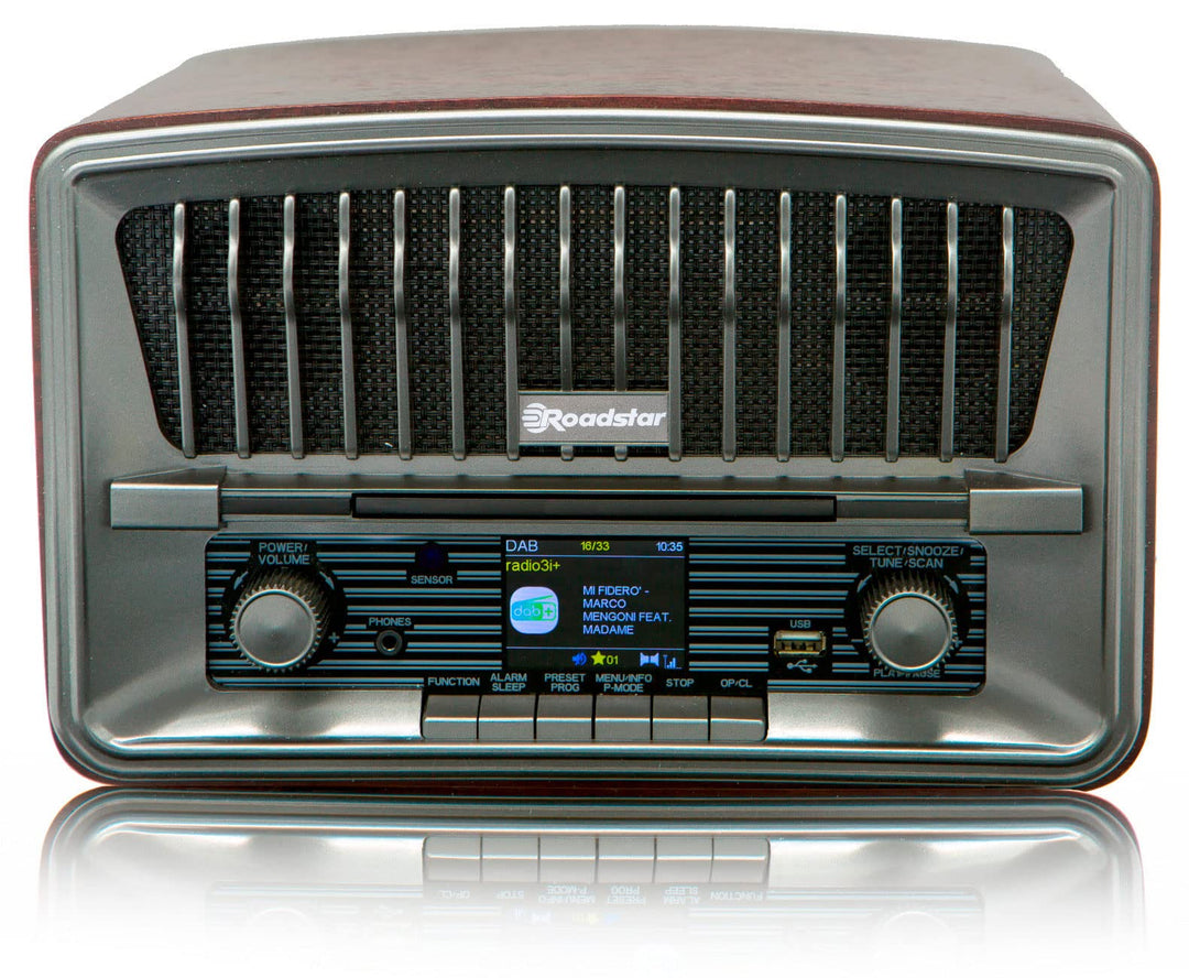 Roadstar HRA-270CD+BT Tragbares CD-Radio Vintage Digital Dab/Dab+/FM, CD-MP3-Player, Bluetooth, USB,