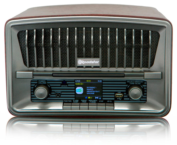 Roadstar HRA-270CD+BT Tragbares CD-Radio Vintage Digital Dab/Dab+/FM, CD-MP3-Player, Bluetooth, USB,