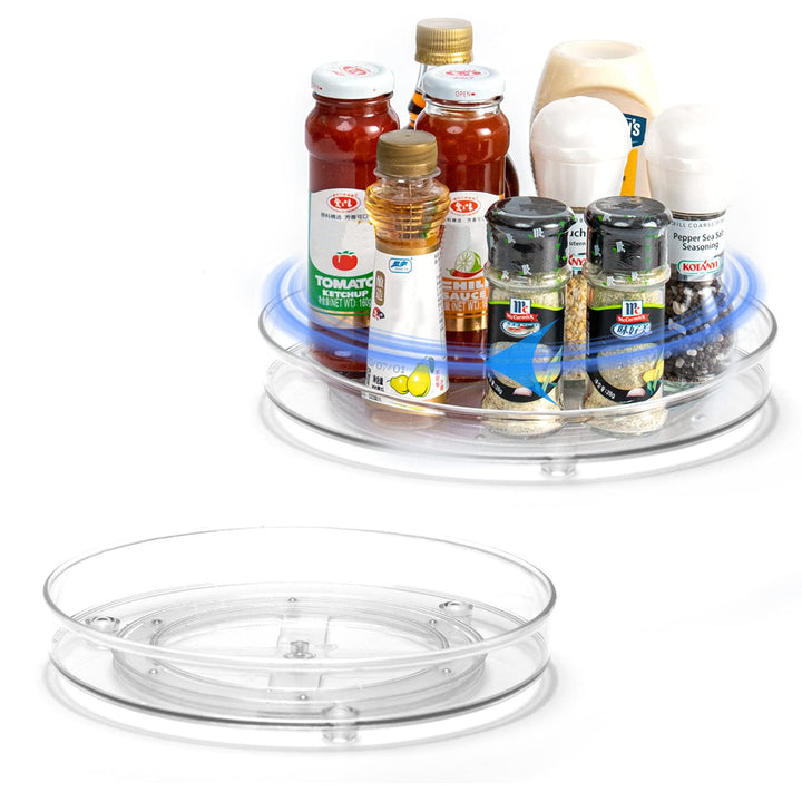 LUZOON Kühlschrank Organizer 2 Stück:27+23cm, Schrank Organizer Küchen Lazy Susan 360° Drehbarer Gew