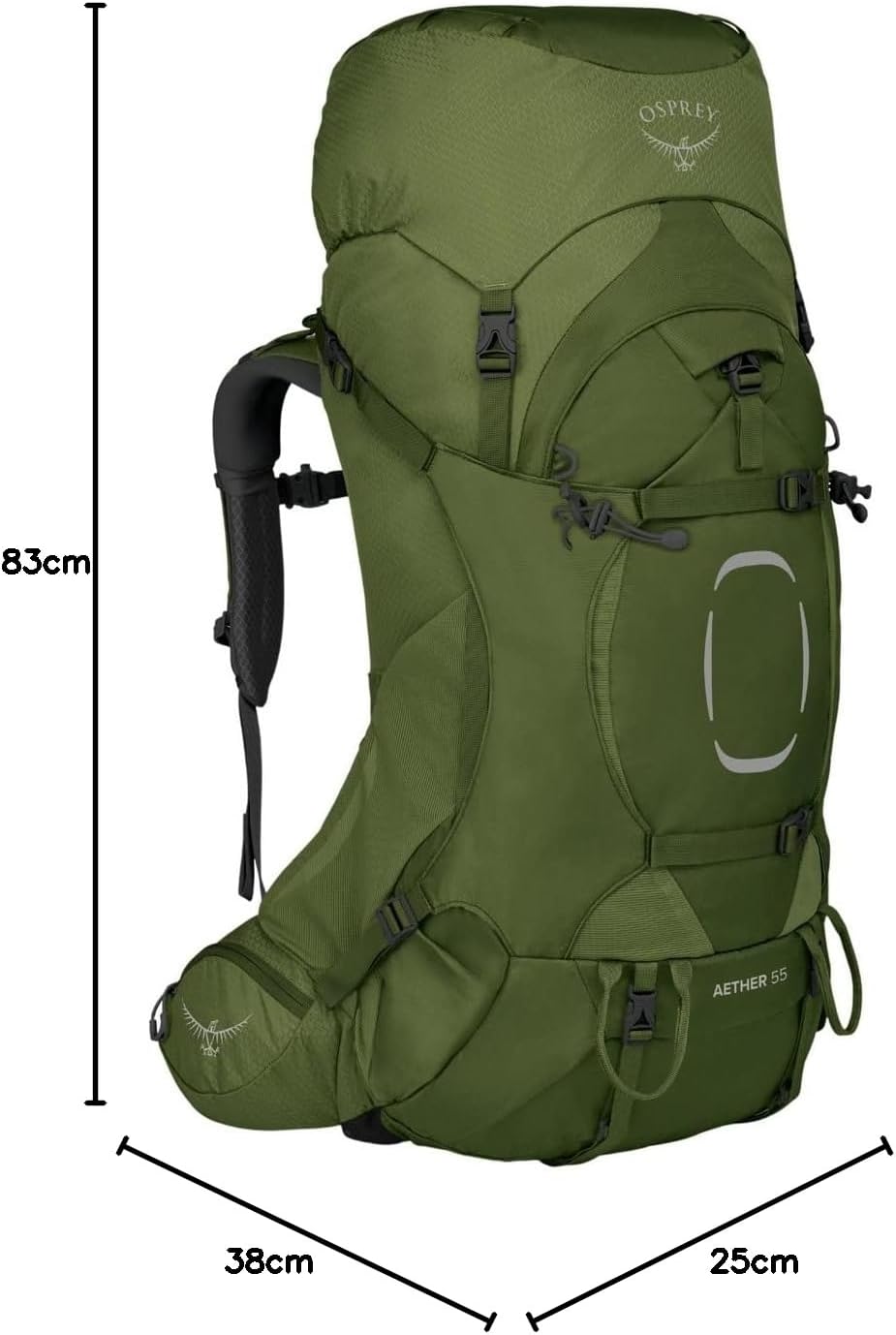 Osprey Aether 55 Trekkingrucksack für Männer Garlic Mustard Green L-XL, Garlic Mustard Green L-XL