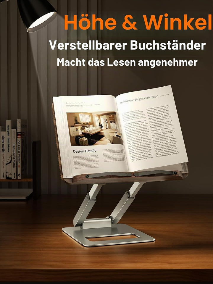 Tounee Buchständer, Teleskop-Buchhalterständer, höhenverstellbar, ausziehbares Design, ergonomischer
