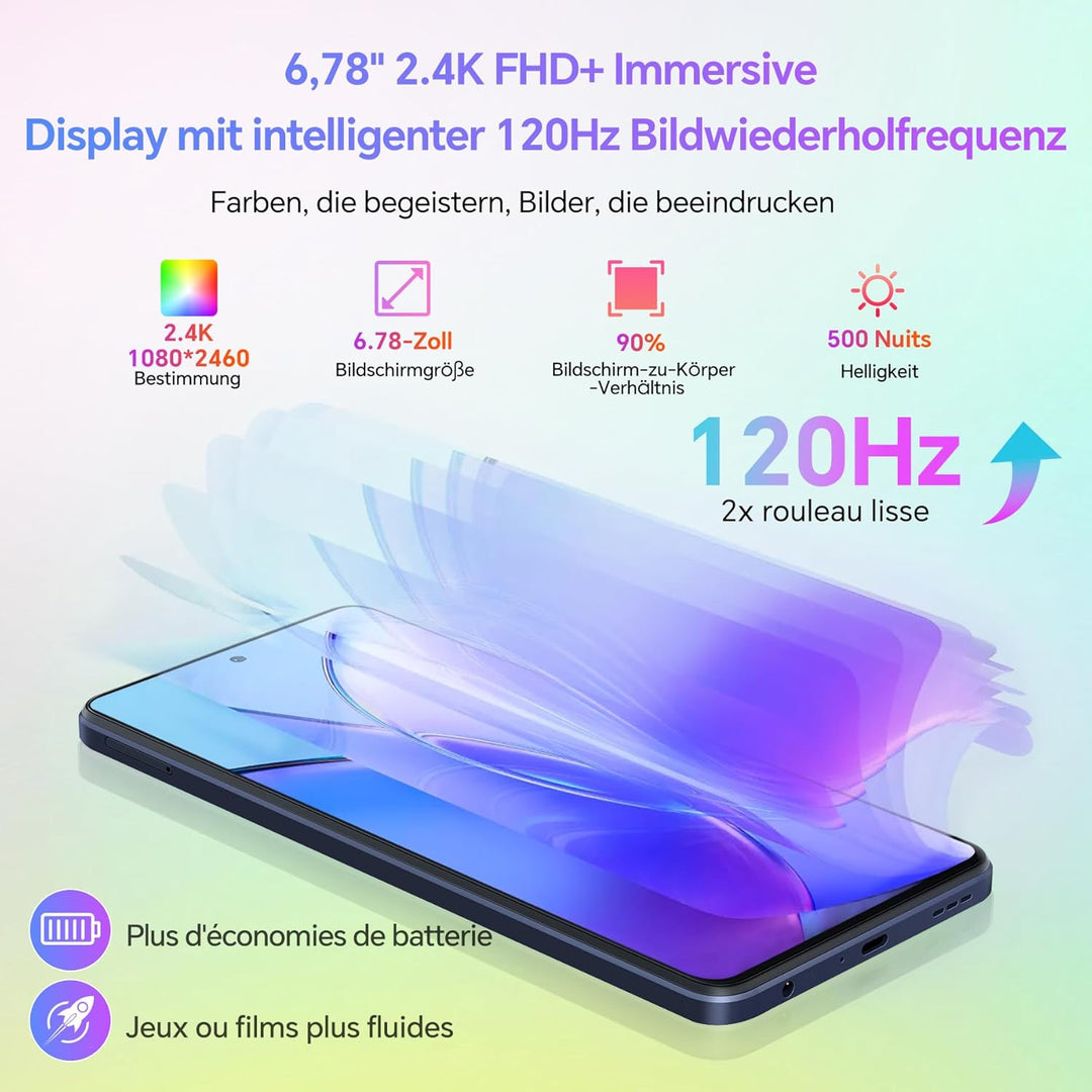 Blackview Shark 8 Handy16GB+256GB, Helio G99, 120Hz 2.4K, 64MP, Android 13 Smartphone ohne vertrag,