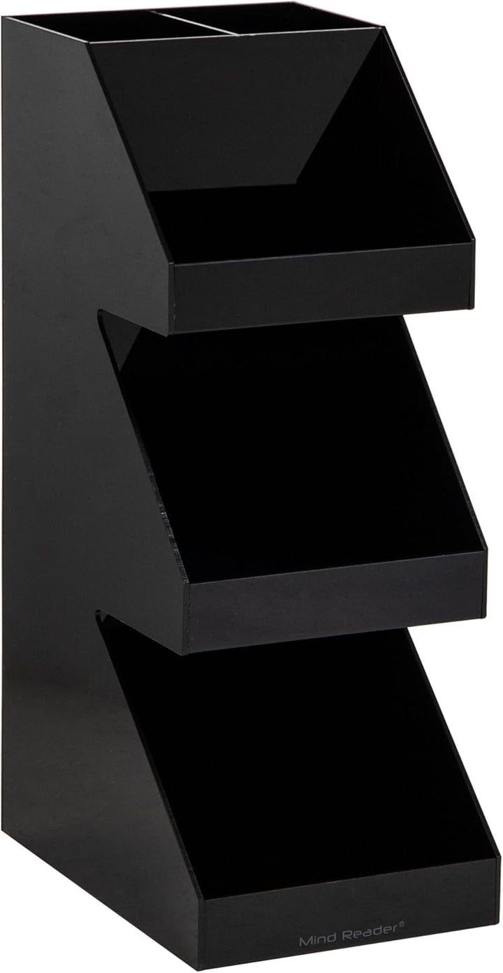 Mind Reader Foundation Collection, 3-Tier, 5-Compartment Coffee, Tea, Utensil and Condiment Dispense