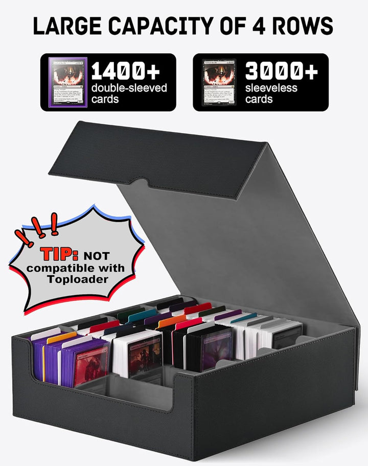 ZLCA Trading Card Storage Box, Commander Card Deck Case Holds 2400+ Cards, MTG Deck Box mit 4 Stopfe