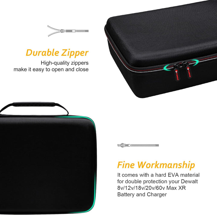 XANAD Tasche Ersatzakku Batteriekoffer für DeWalt Werkzeugakkus und Ladegerät Halter 12V M18 18V 2.0