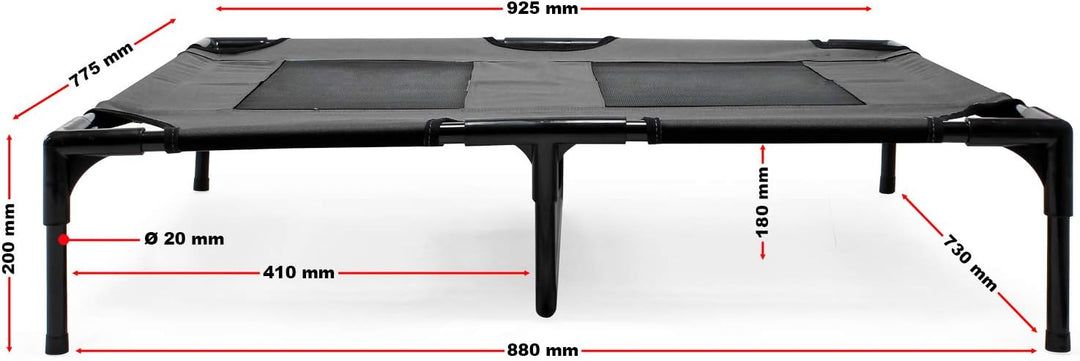 Wiltec Outdoor Hundebett Hundereisebett Schlafplatz Katzenliege L 92 x 77 x 20 cm Schwarz bis 50 kg