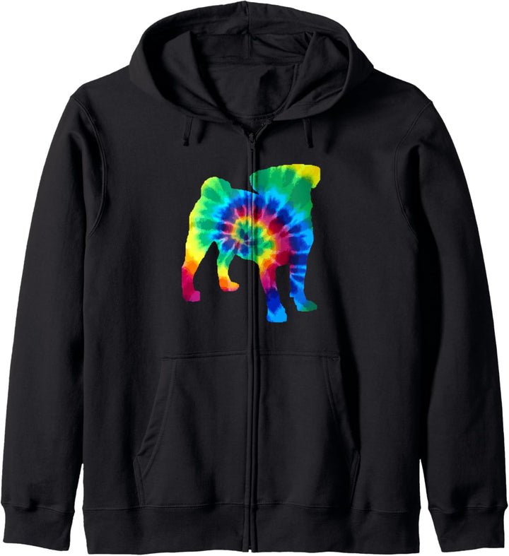 Mops Tie Dye Vintage Hippie Hund Mops Kapuzenjacke