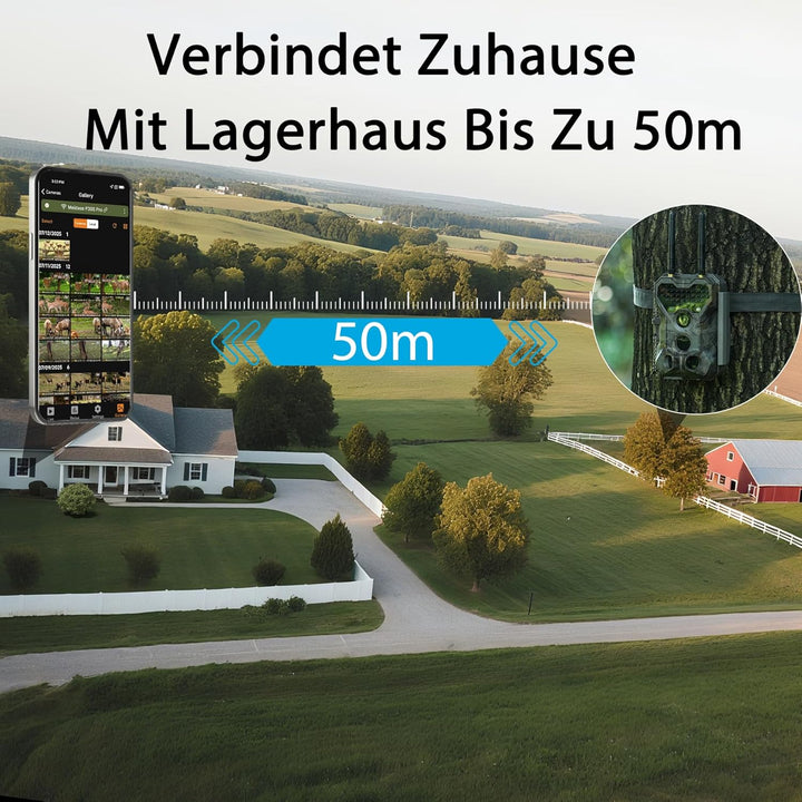 P300 Pro Wildkamera Doppelantenne WLAN 64MP H.264 1296P Video, mit 7800mAh wiederaufladbarem Akku un