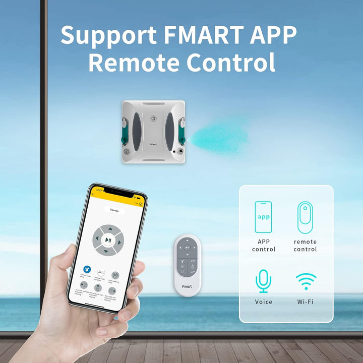W6 Fensterputzroboter Automatisches Dual-Sprühfunktion mit 60ML DoppelwasserTank, 3800 Pa automatisc