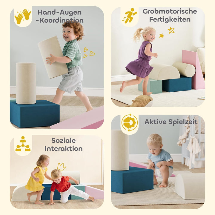 AIYAPLAY Kinder Schaumstoff Bausteine 5 Stück Klettern Riesenbausteine Softbausteine Grossbausteine