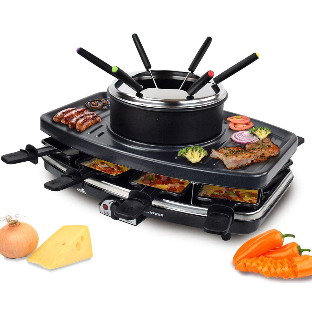 Syntrox Germany RAC-1100W-Freiburg Rundum-Genuss Raclette-Grill-Fondue-für 8 Personen
